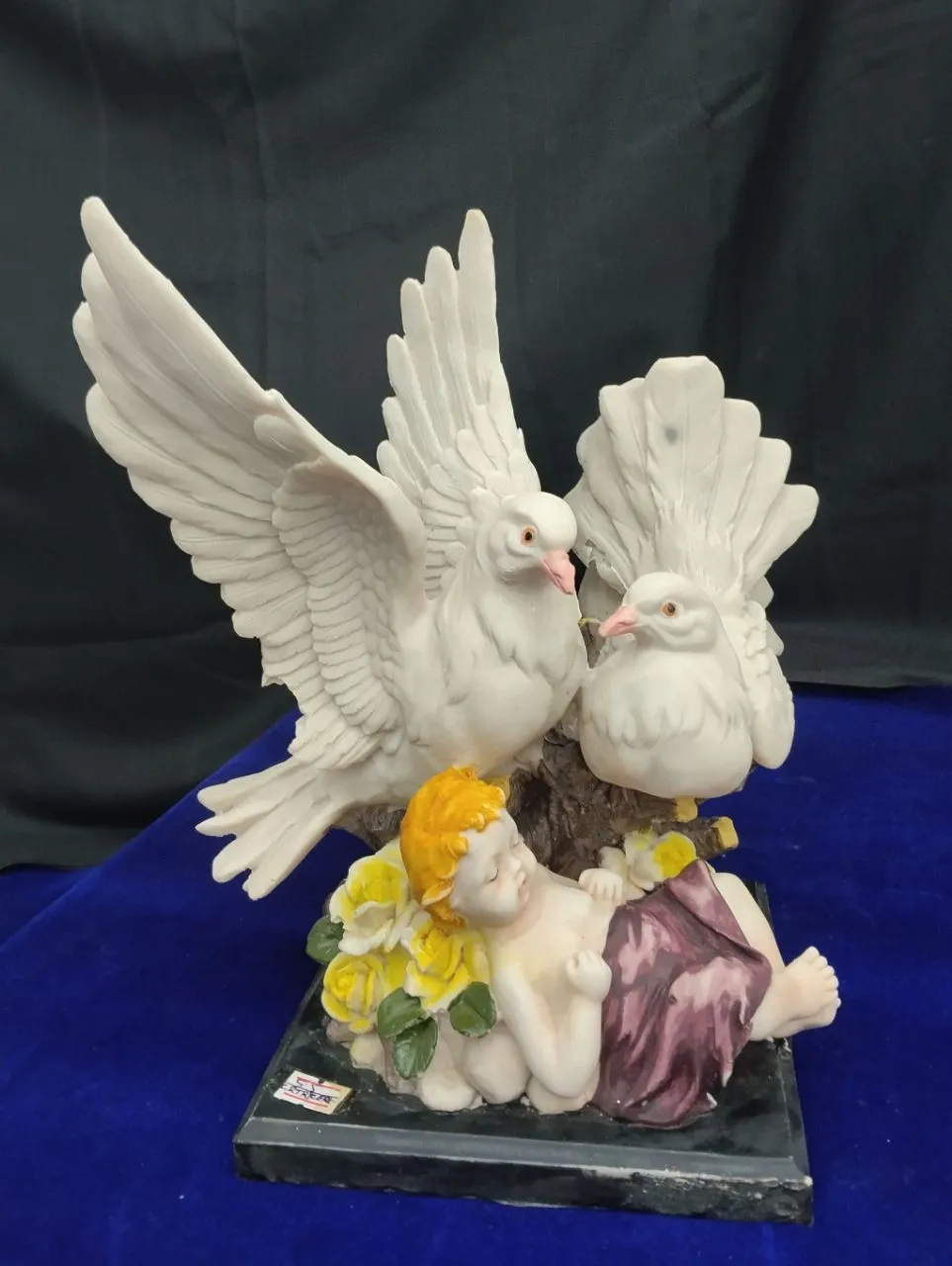 Porcelain Dove and Cherub Sculpture view 2