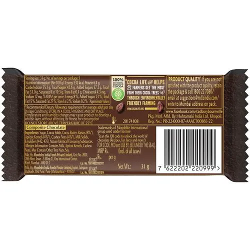 Cadbury Bournville Fruit & Nut Chocolate Bar 31 g view 2
