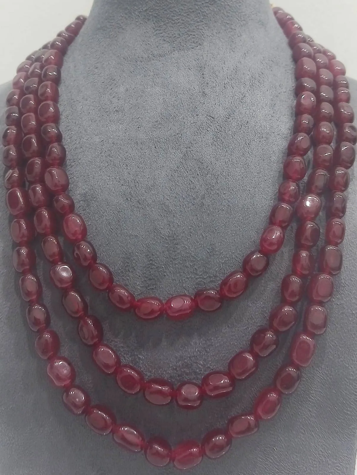 Burgundy Beaded Necklace (AVMM-01) view 3
