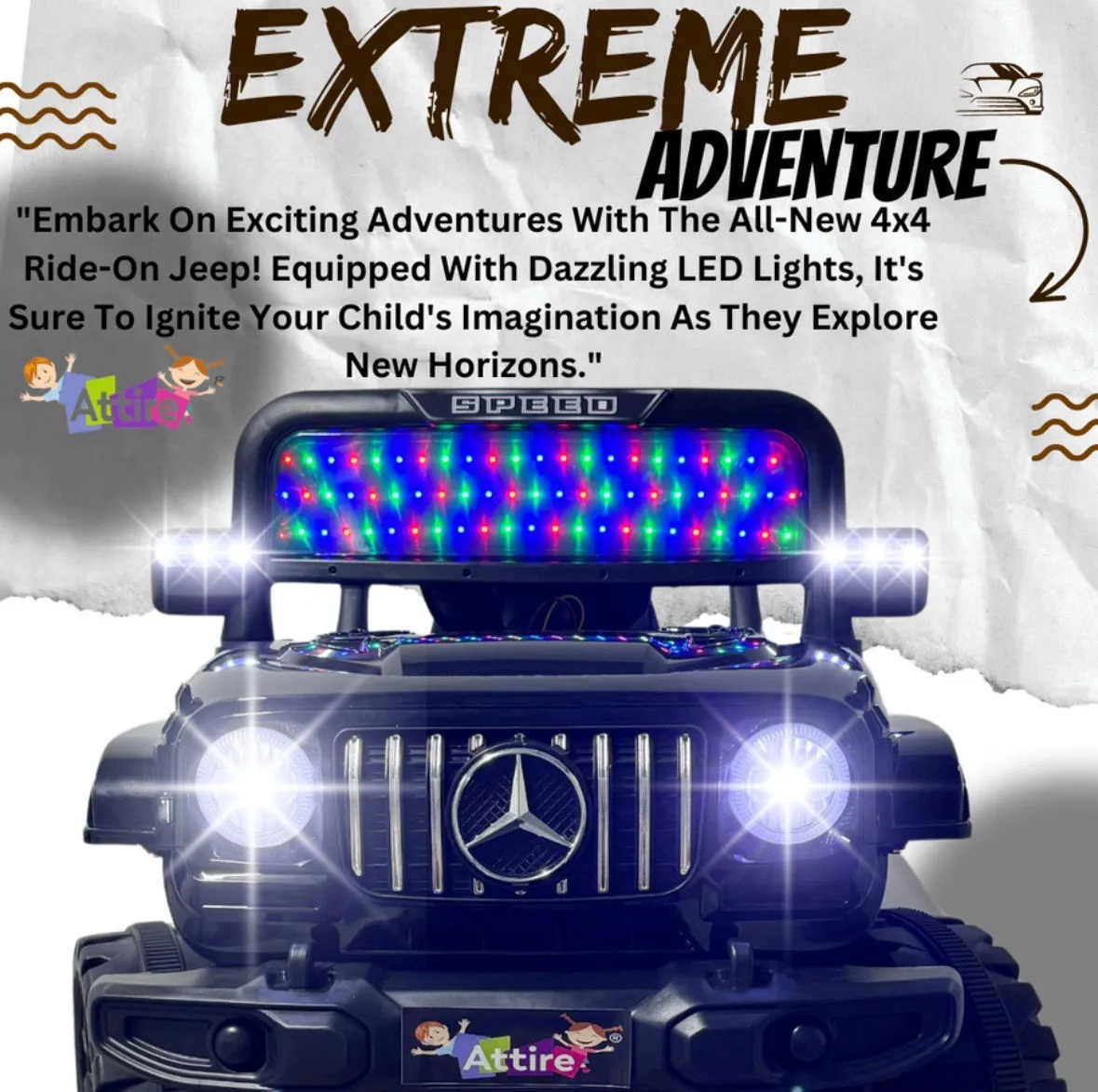 Black Mercedes Ride-On Jeep view 2