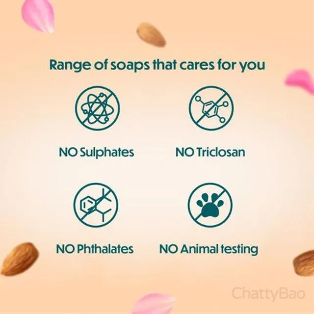 Himalaya Bathing Soap - Almond & Rose 125 g (Pack of 4) view 3