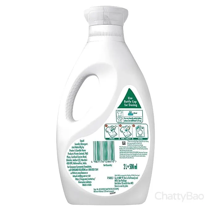 Ariel Matic Liquid Detergent Front Load 2 L + 500ml Free view 2