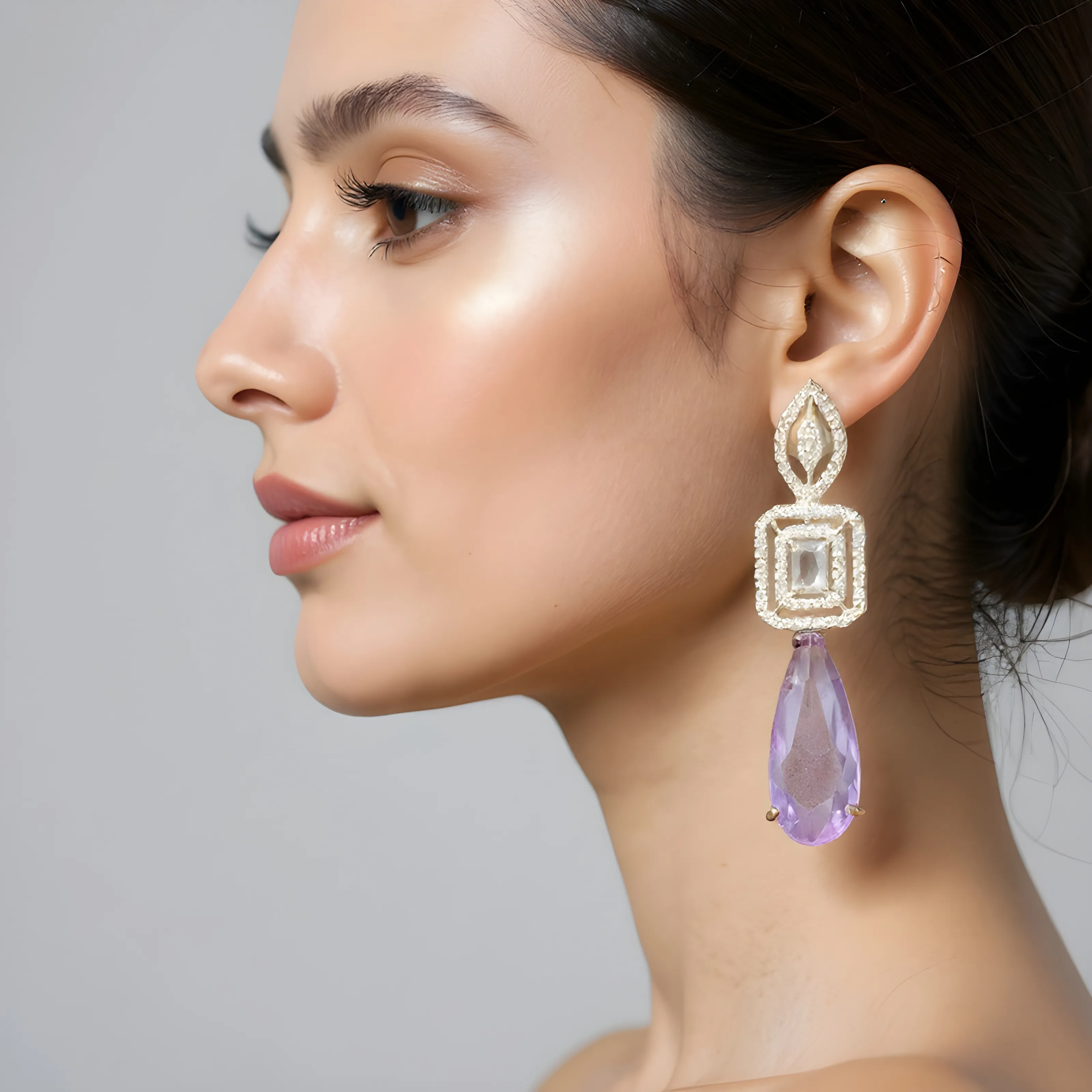 Amethyst Drop Earrings view 2
