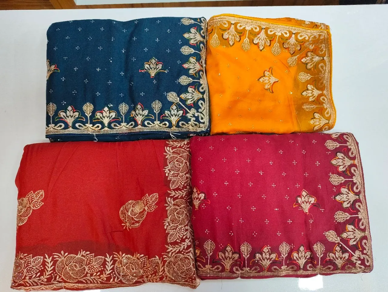 Elegant Embroidered Saree with Designer Floral Border – Available in Multiple Colours view 5