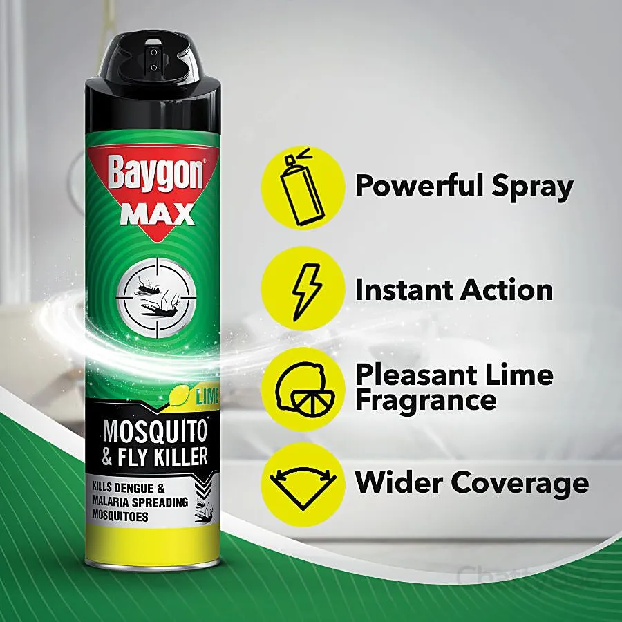 Baygon Max Mosquito & Fly Killer Spray - Lime 400 ml view 7
