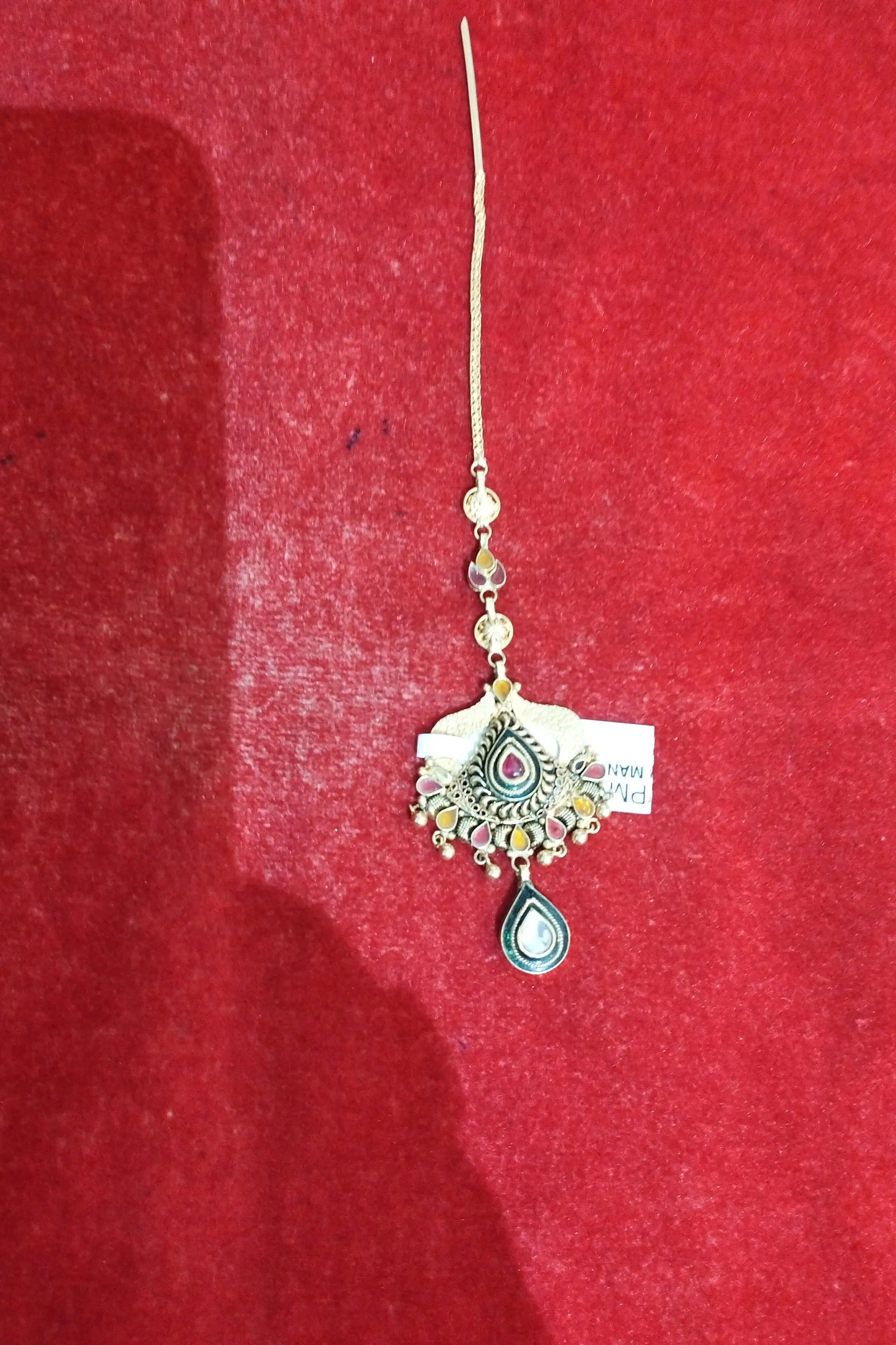 Silver Peacock Design Mang Tika view 2