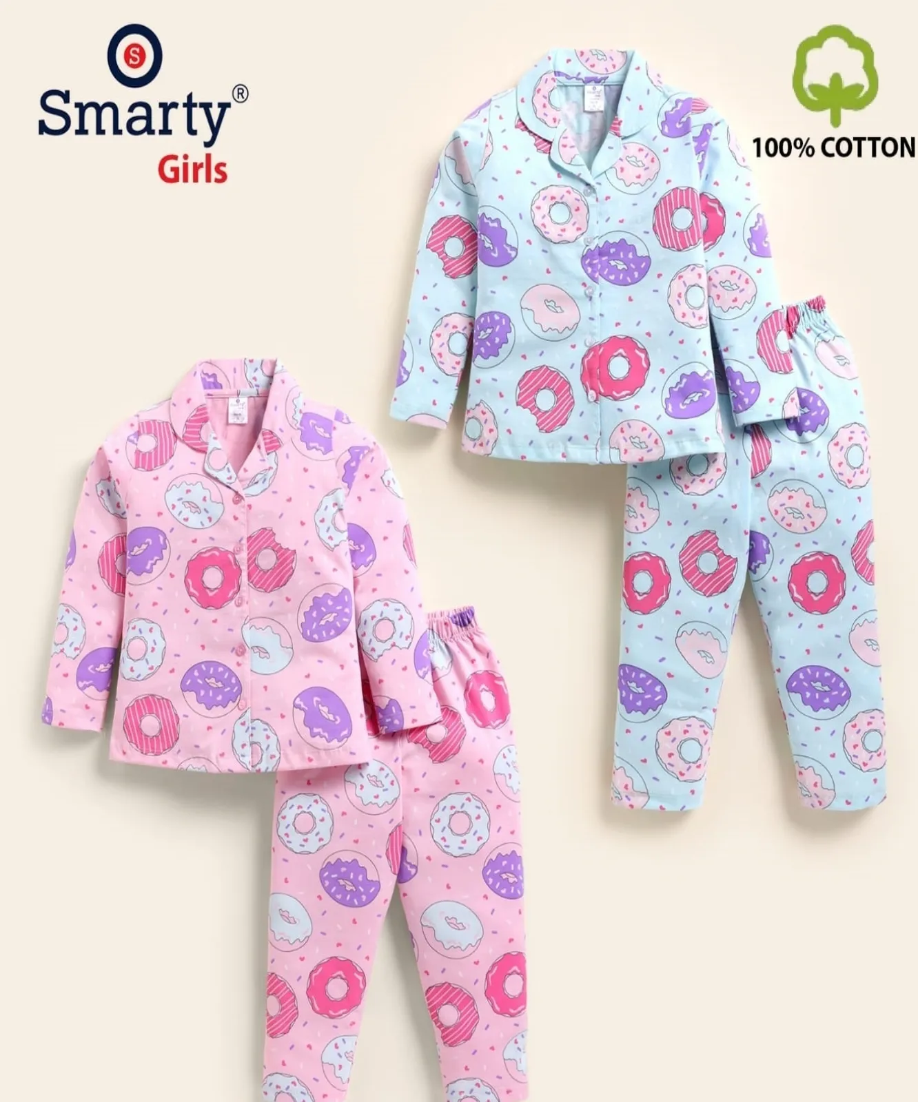 Smarty Girls Cotton Night Suit,,, view 2