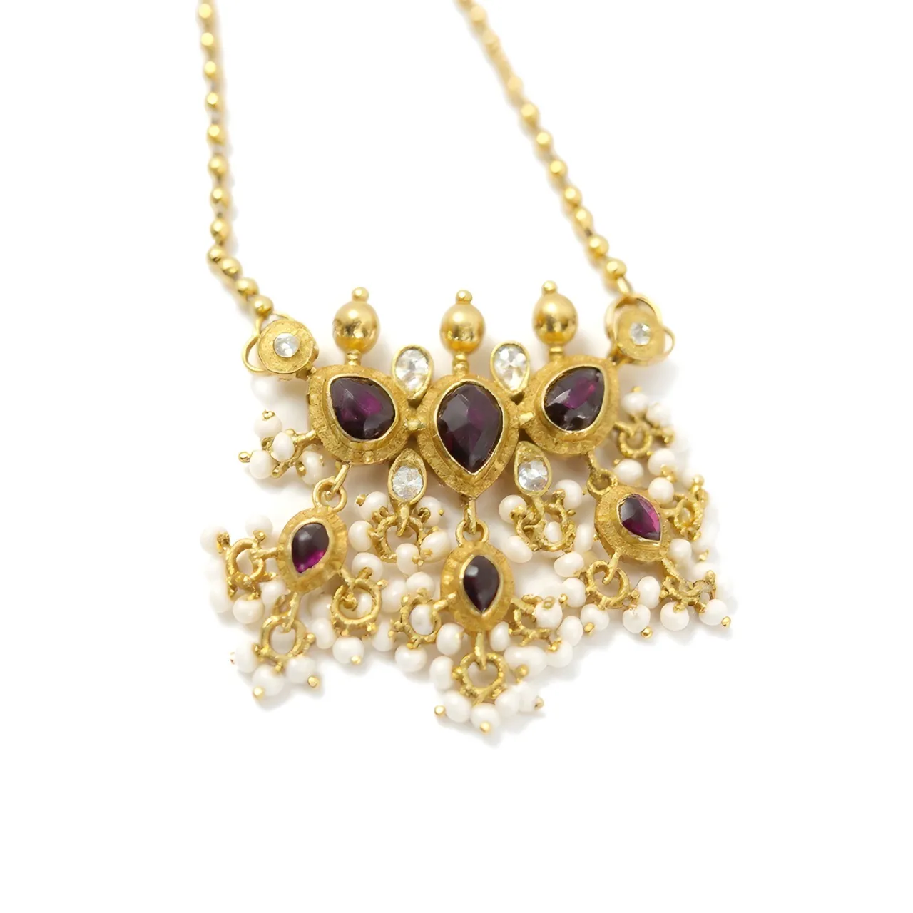 Gold Plated Kundan Necklace Set view 3