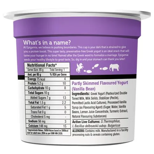 Epigamia Greek Yogurt Vanilla Bean 90 g view 2