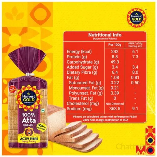 Harvest Gold Bread - 100% Atta 450 g view 3
