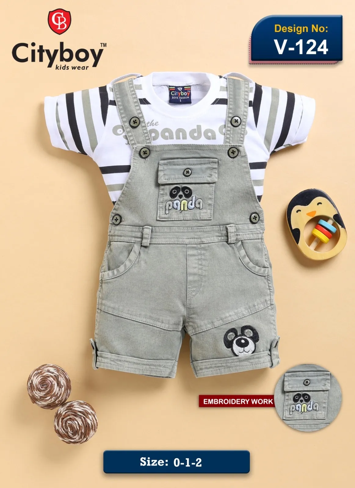 Cityboy Panda Dungaree Set view 3