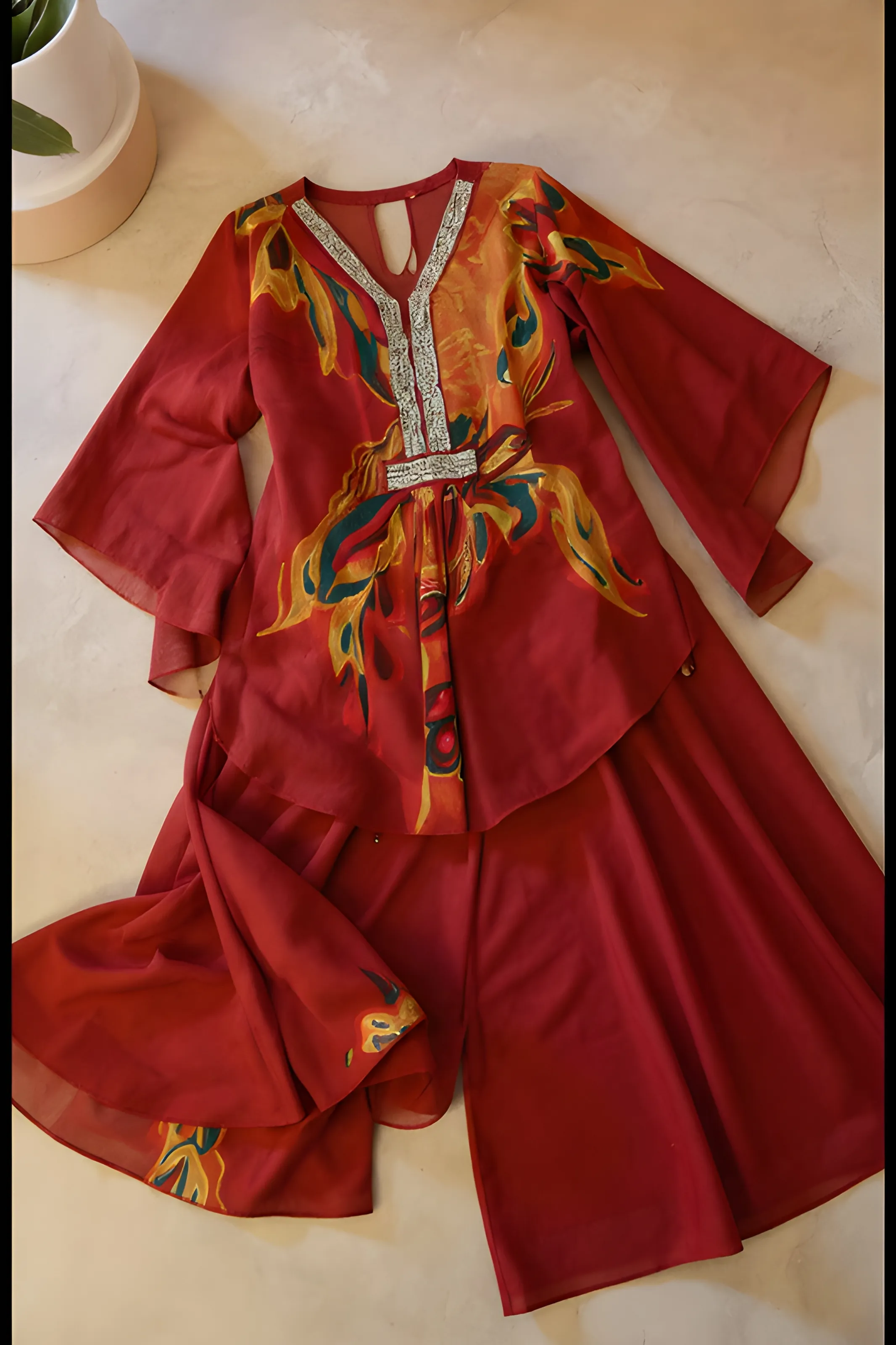 Embroidered Kaftan Set view 2