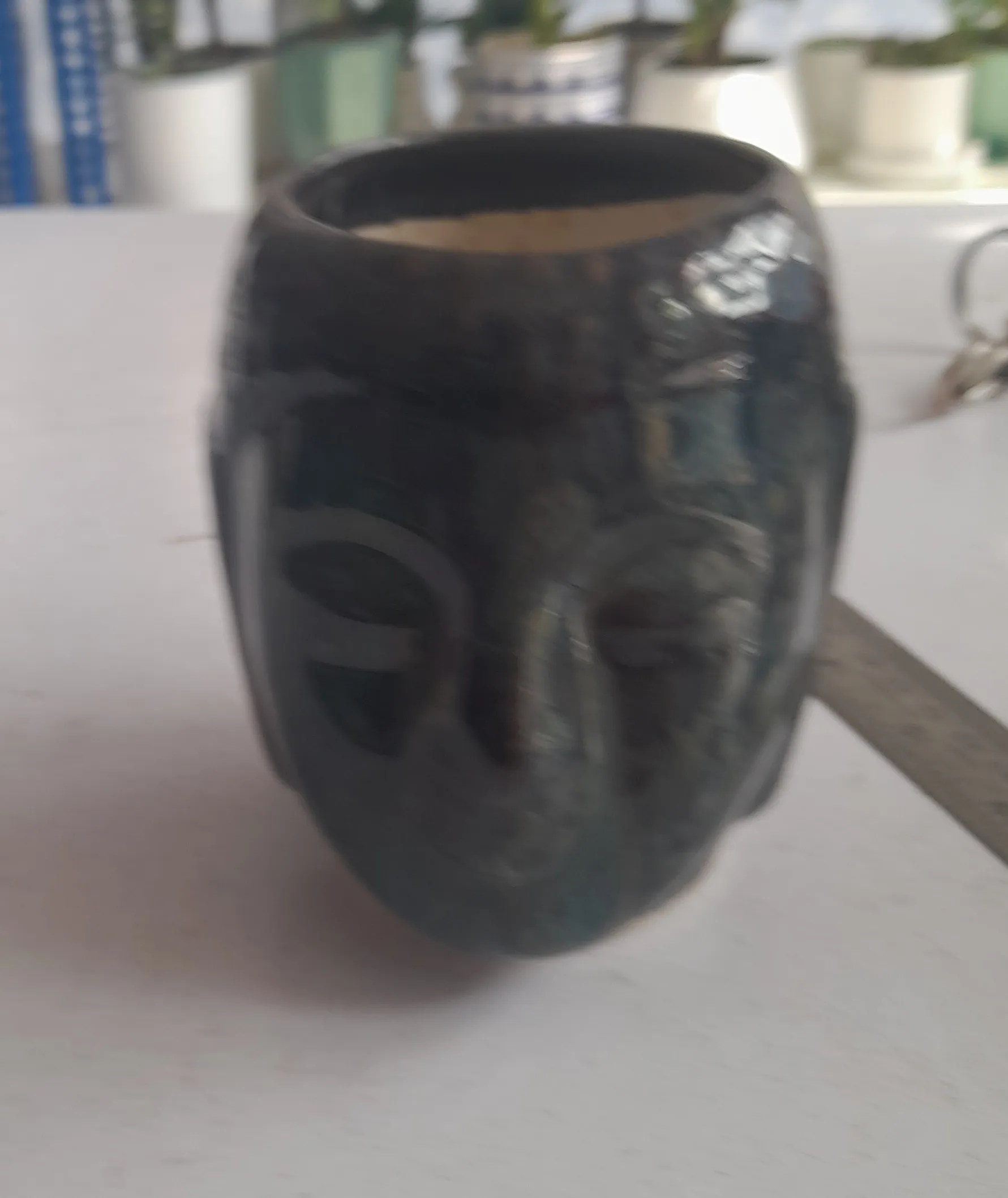 Ceramic Face Planter 4"H & 3"W view 2