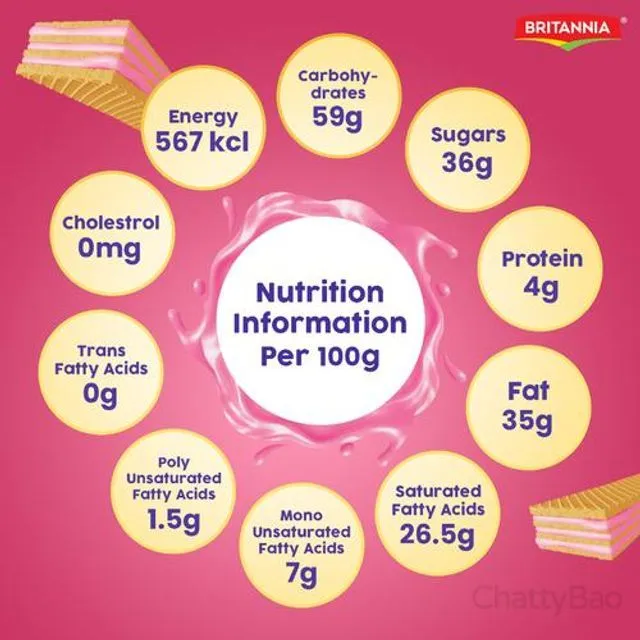 Britannia Treat Creme Wafers - Strawberry 55 g view 3