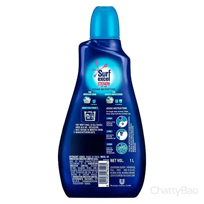 Surf Excel Matic Liquid Detergent Top Load 1 L view 2