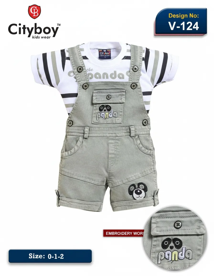 Cityboy Panda Dungaree Set view 2