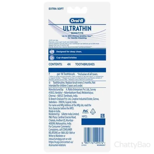 Oral B Toothbrush - Ultrathin Sensitive 4 Pieces view 2