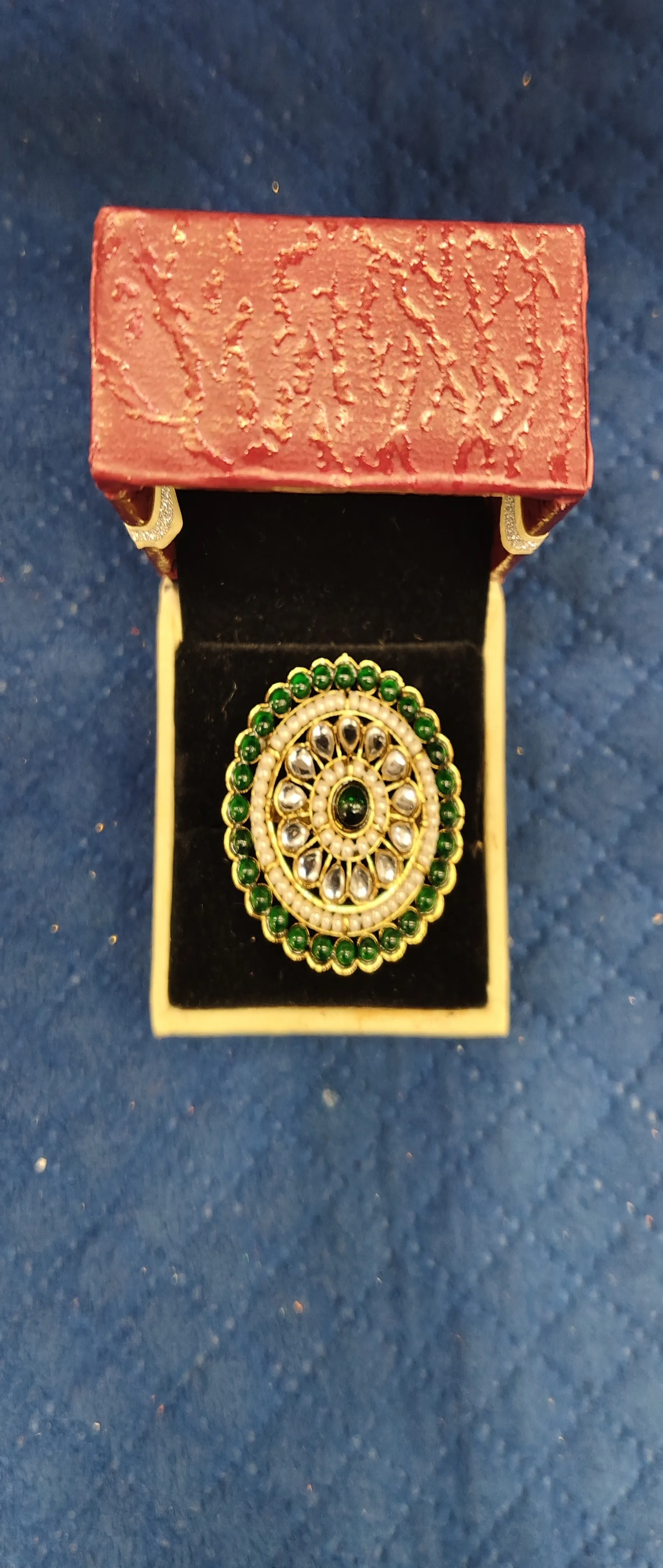 Traditional Circular Green Kundan view 2