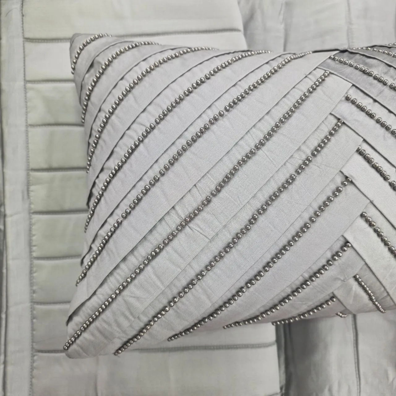 Elegant Silver Bedding Set view 3