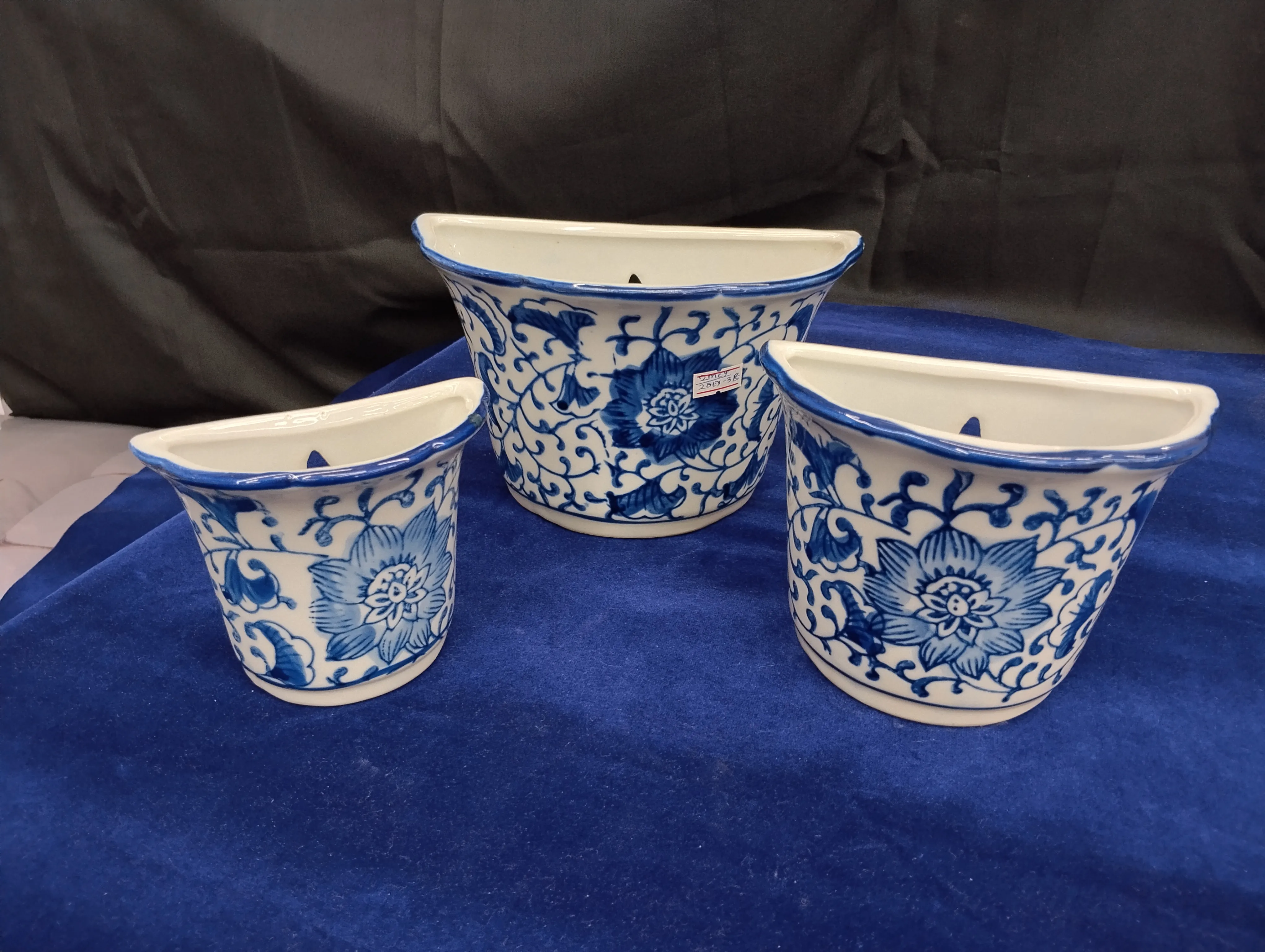 Blue Floral Ceramic Pots view 2