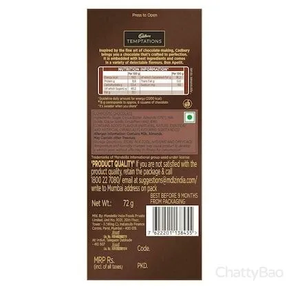Cadbury Temptations Chocolate Bar - Almond Treat 72 g view 2