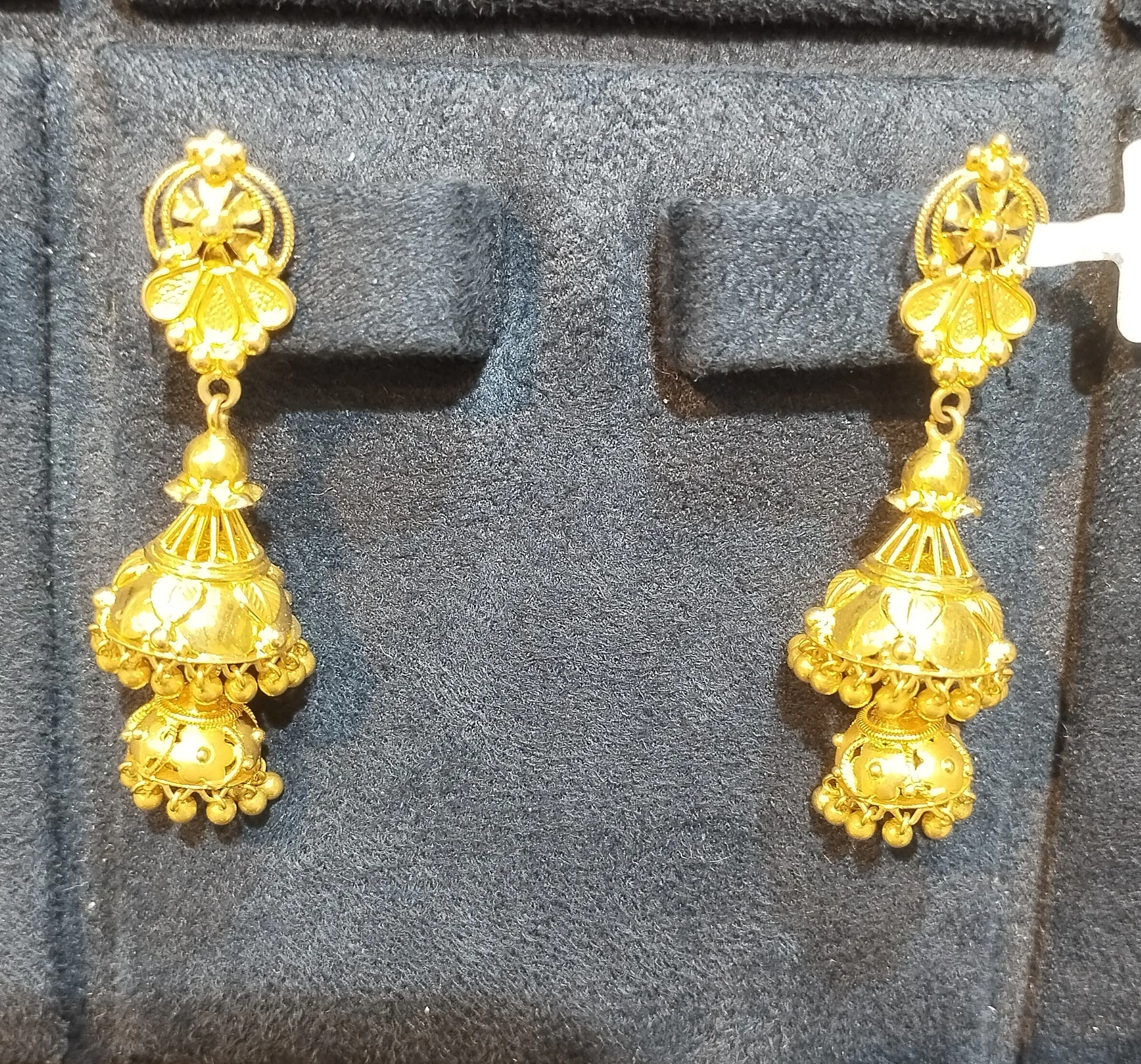 Gold New Jhumka Earrings view 2