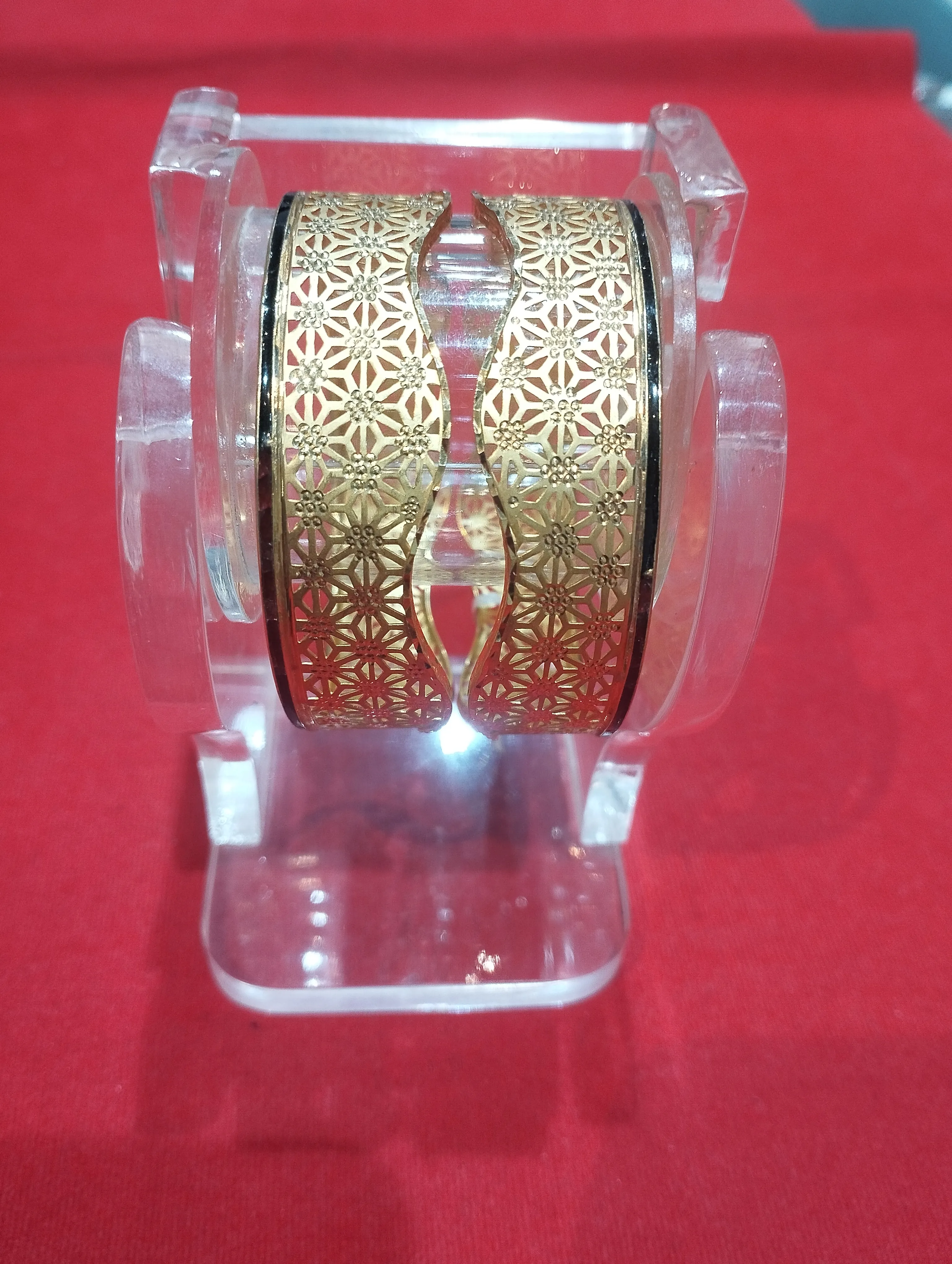 Gold Floral Bangles view 2
