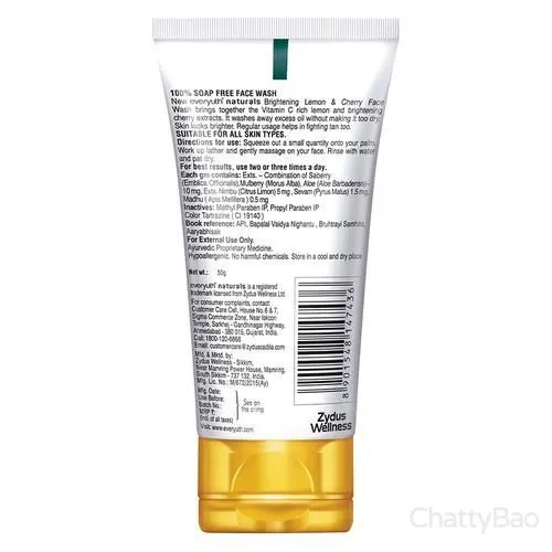 Everyuth Naturals Brightening Lemon & Cherry Face Wash 50 g view 2