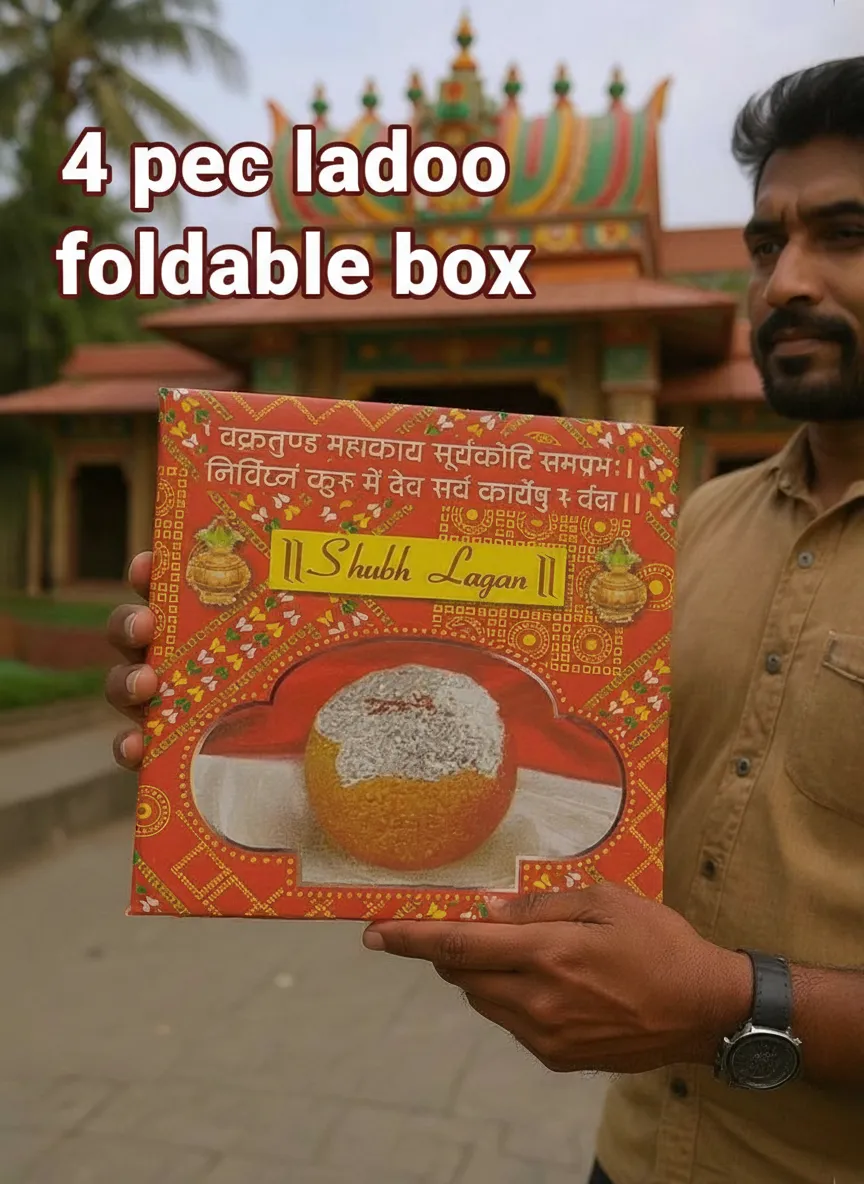 4 Pec Ladoo Foldable Box view 2