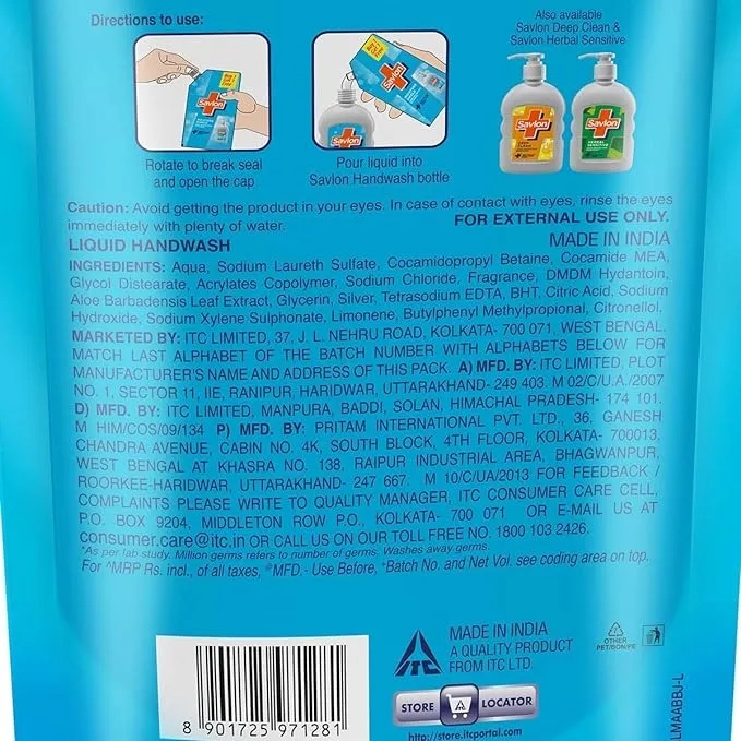Savlon Moisture Shield Hand Wash Pouch 750 ml view 2