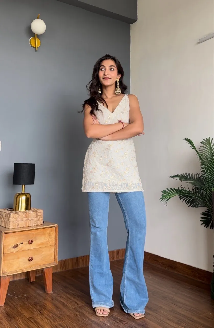 Floral Chikankari Corset Kurti view 3