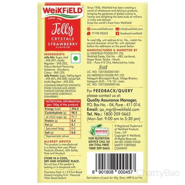 Weikfield Veg Jelly Crystals - Strawberry 90 g view 2