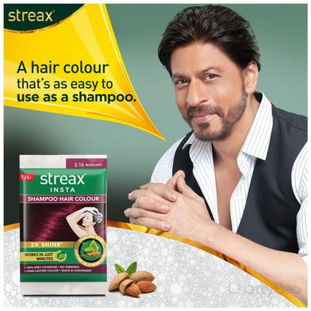 Streax Insta Shampoo Hair Colour - Burgundy 8 ml view 2