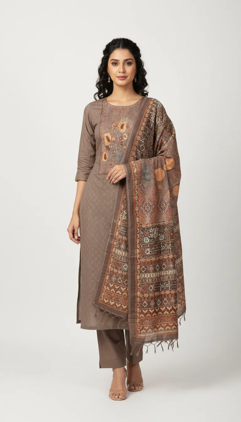 Embroidered Cotton Suit Set