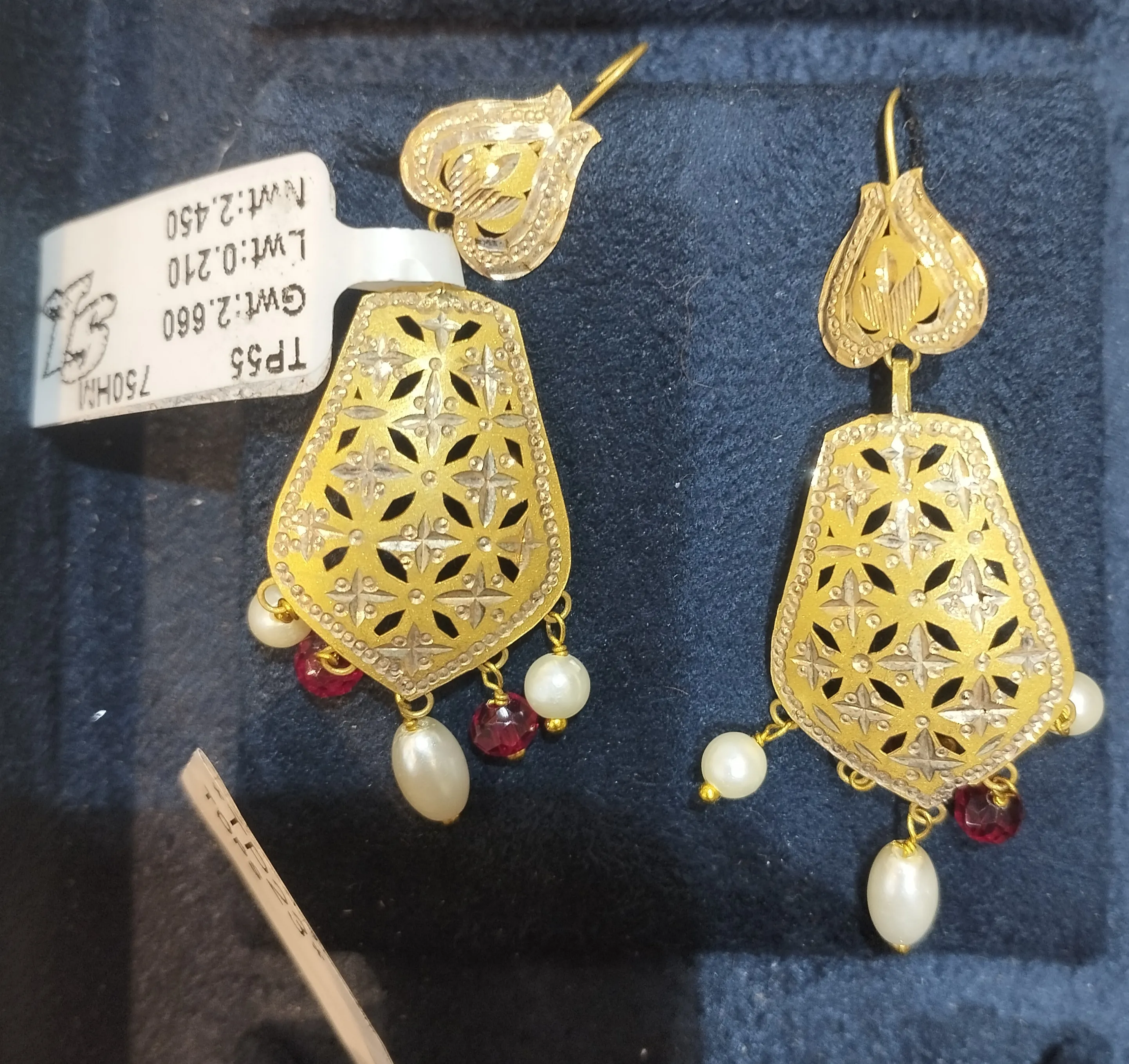 Gold Filigree Earrings Moti view 2