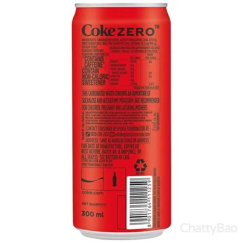 Coca Cola Zero Sugar Soft Drink Can 300 ml view 2