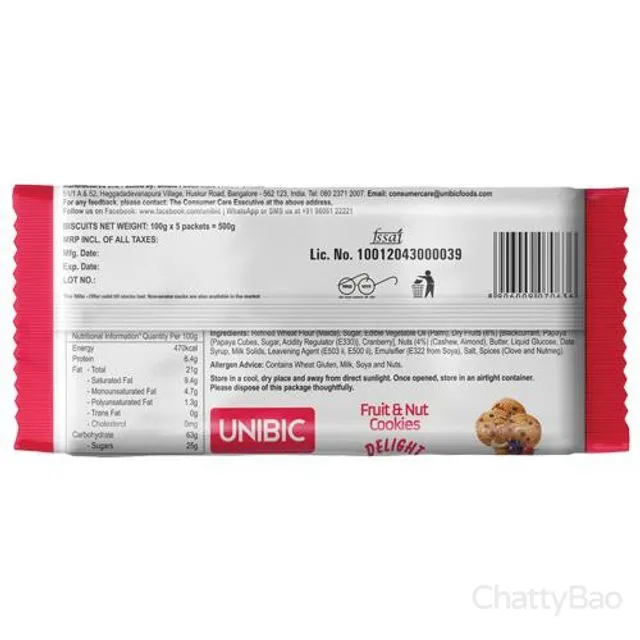 Unibic Fruit & Nut Cookies 500 g (5 x 100 g) view 2