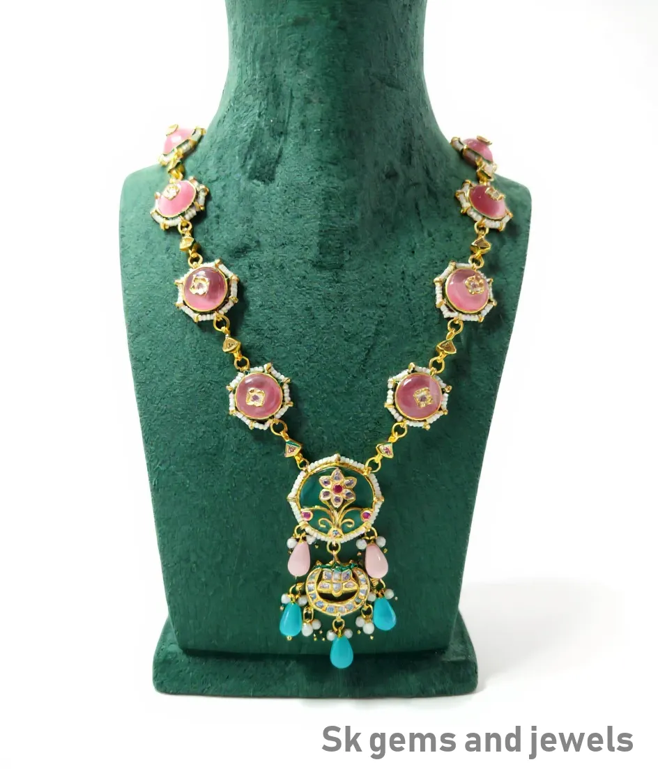 Designer Gemstone Kundan Stone Pendend Set view 2