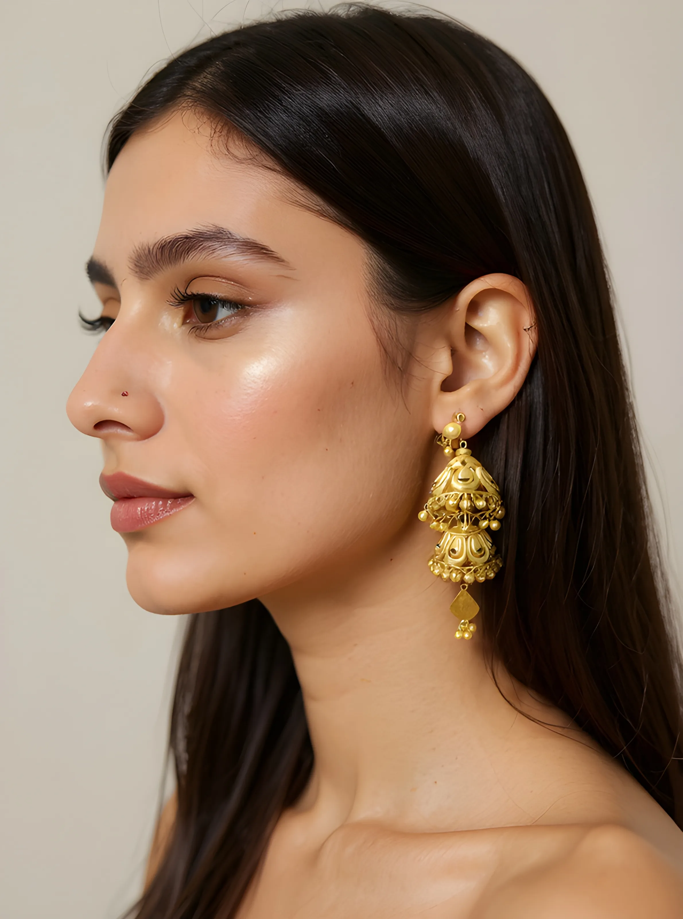 Gold Earrings view 2