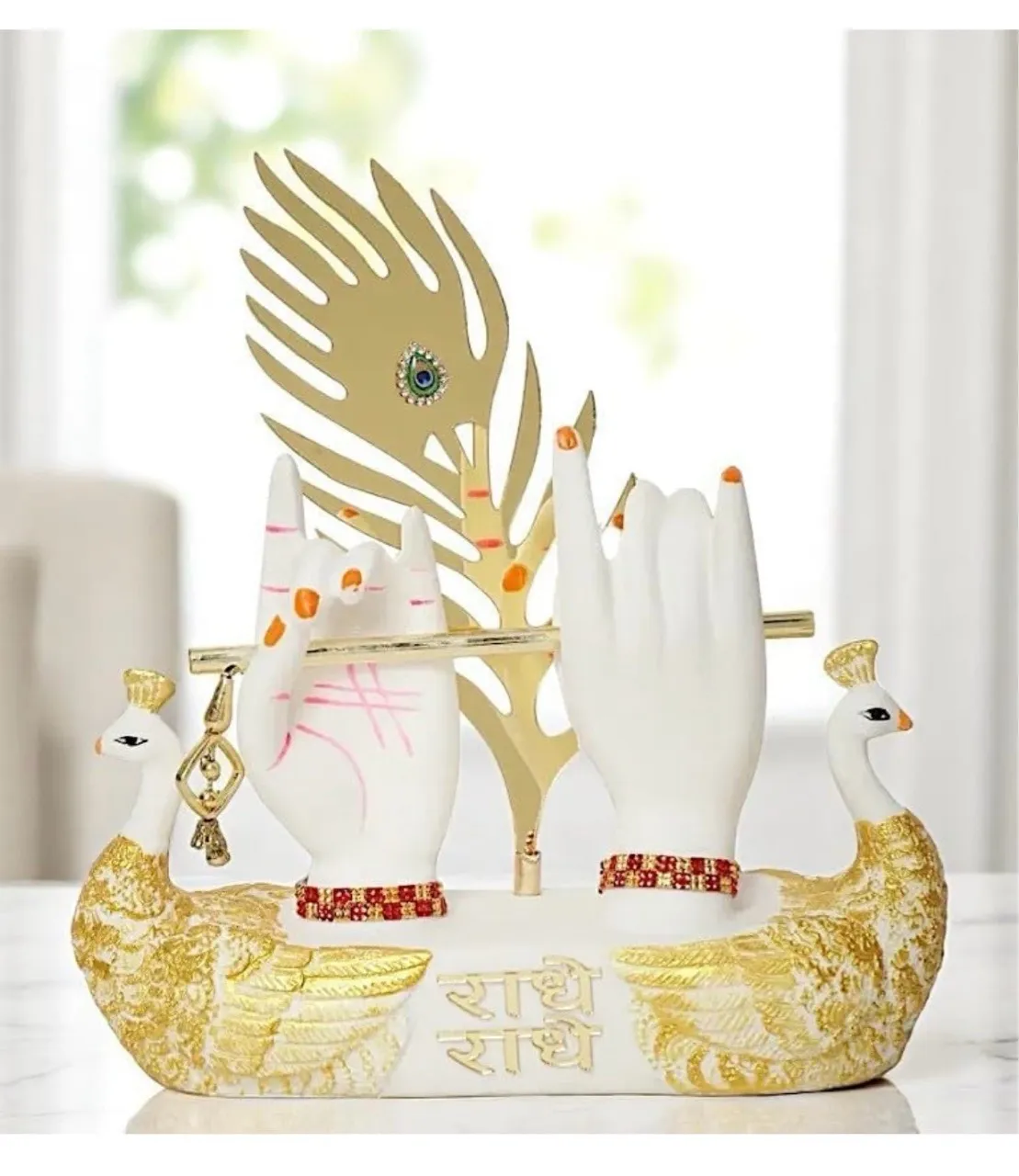 Divine Krishna Hand on Peacock Boat – Symbol of Grace & Serenity view 3