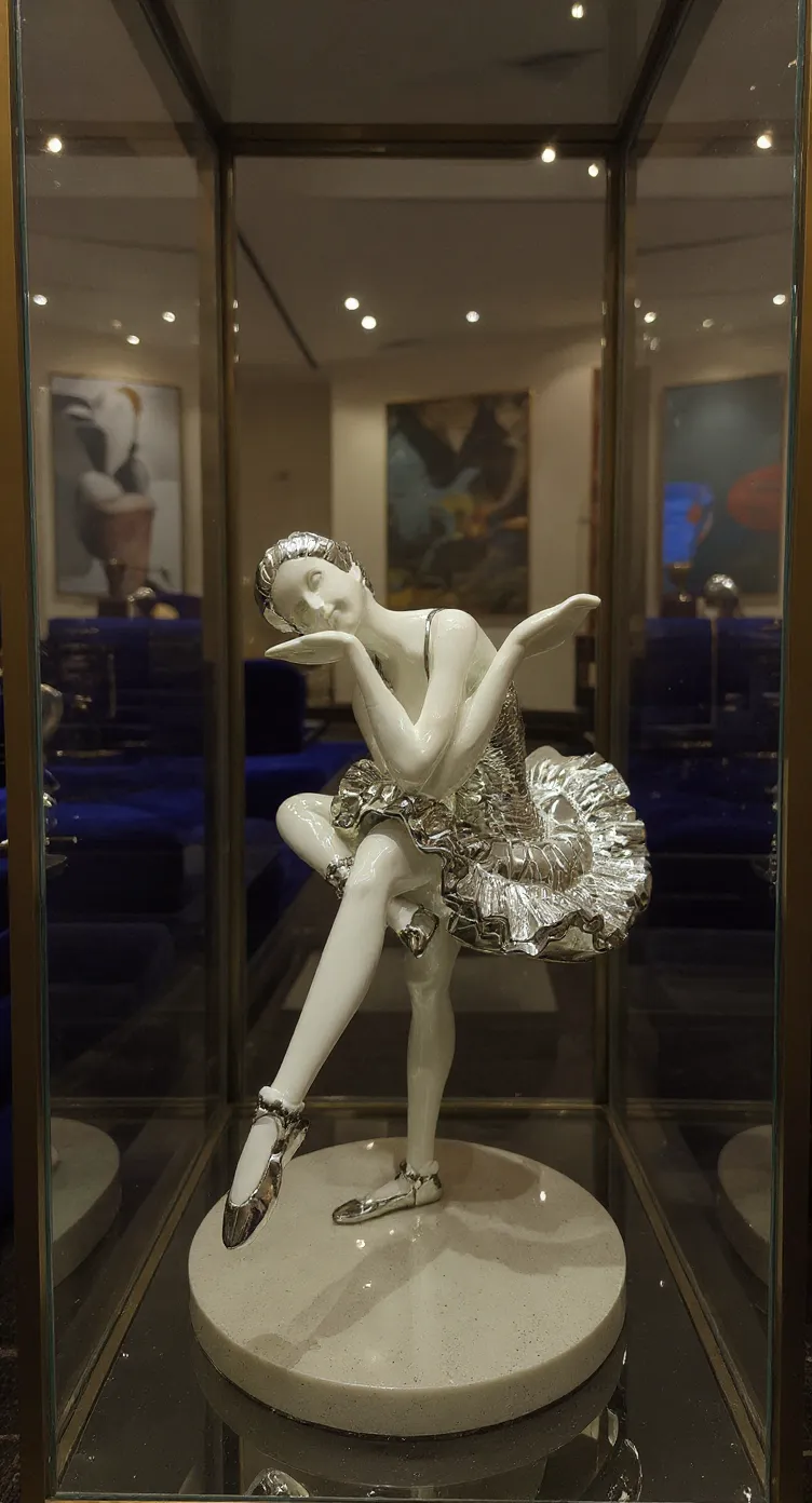 Silver and White Porcelain Dancer Figurine view 2
