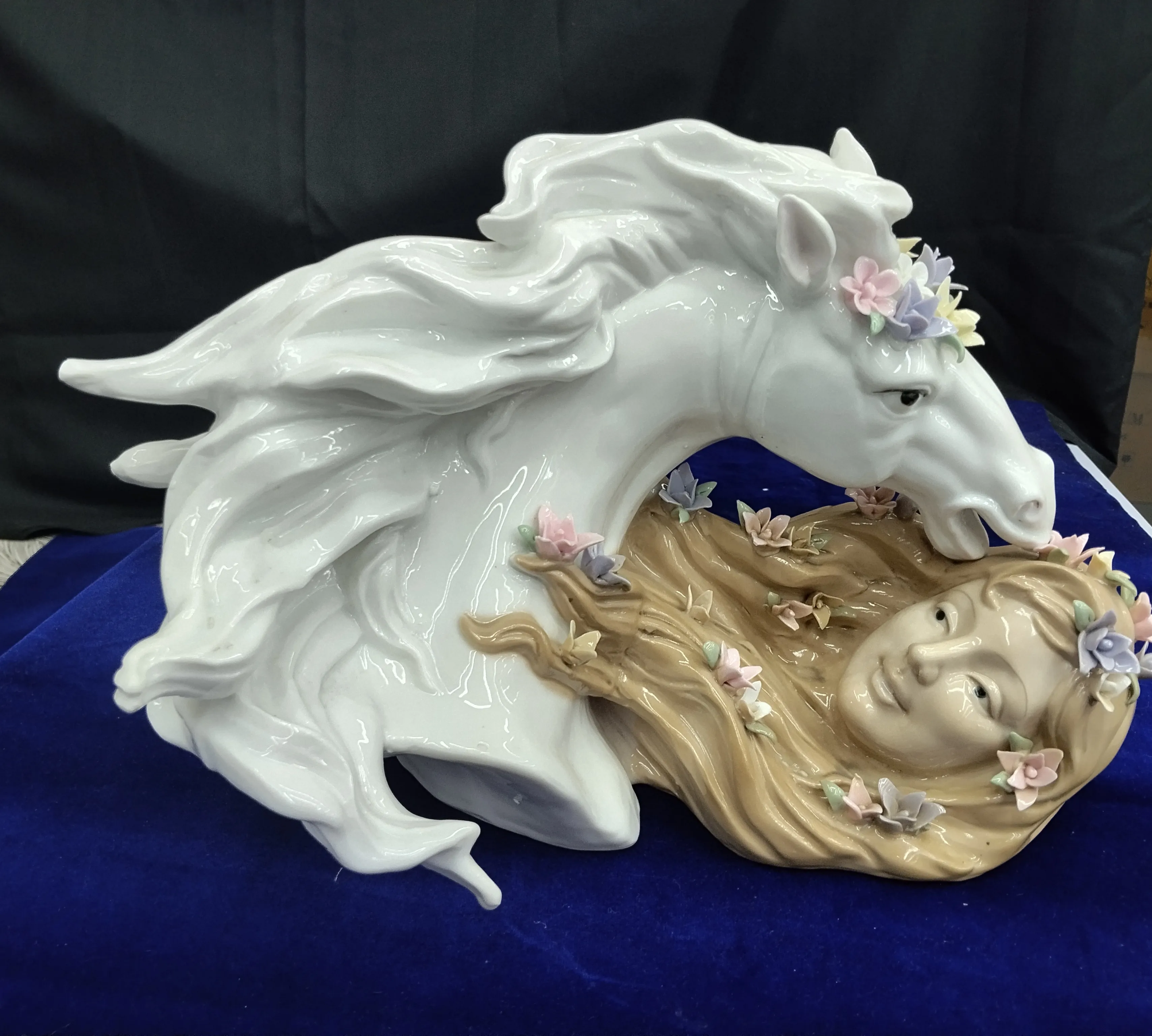 Porcelain Horse and Lady Sculpture view 2