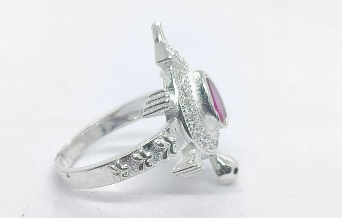 Archvins Pink Gem Silver Ring (AVSR-100) view 4