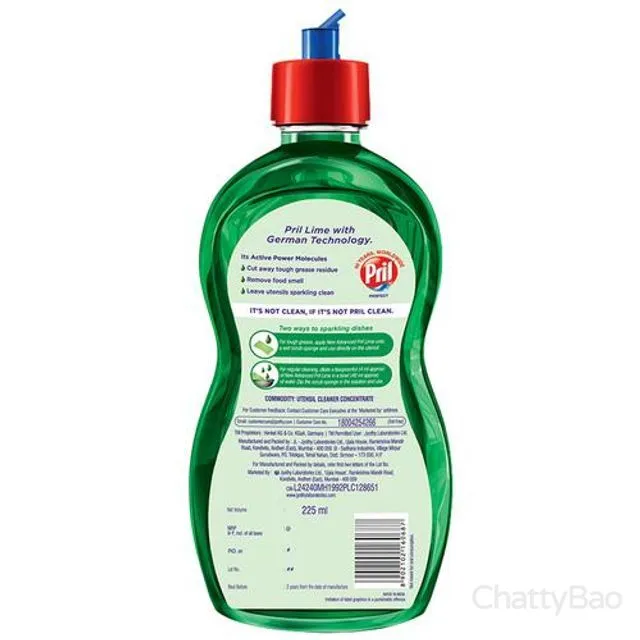 Pril Lime Dishwash Liquid 225 ml view 2