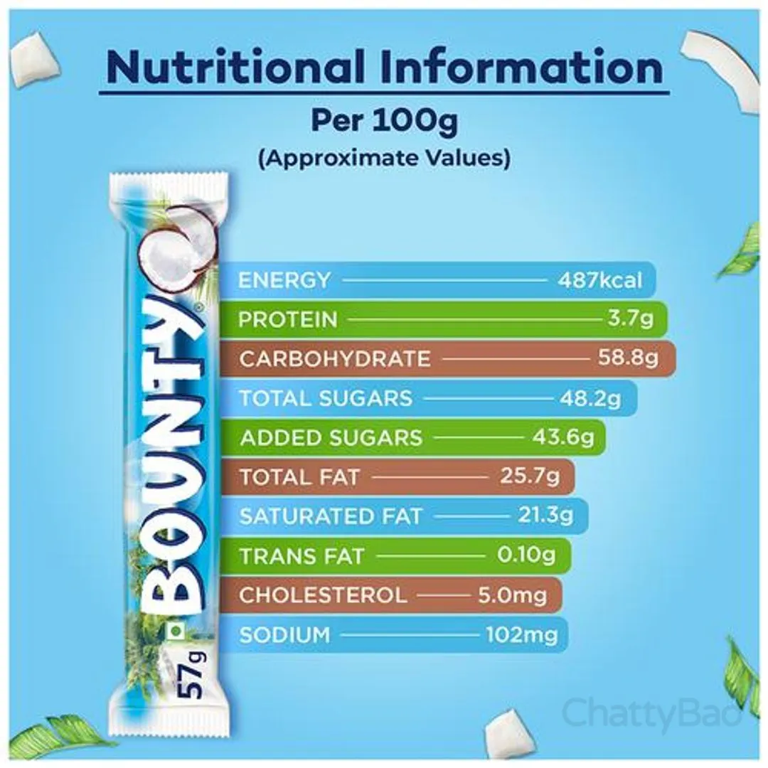 Bounty Coconut Chocolate Bar 57 g view 3