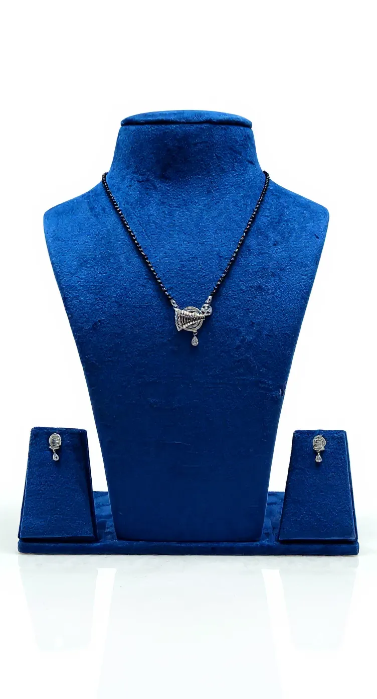 Silver Pendant Necklace and Earrings Set view 2