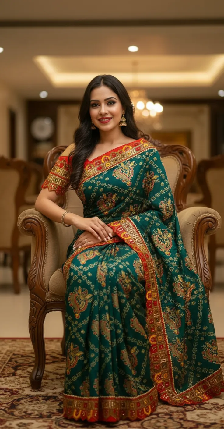 Embroidered Jaipuri Saree view 7
