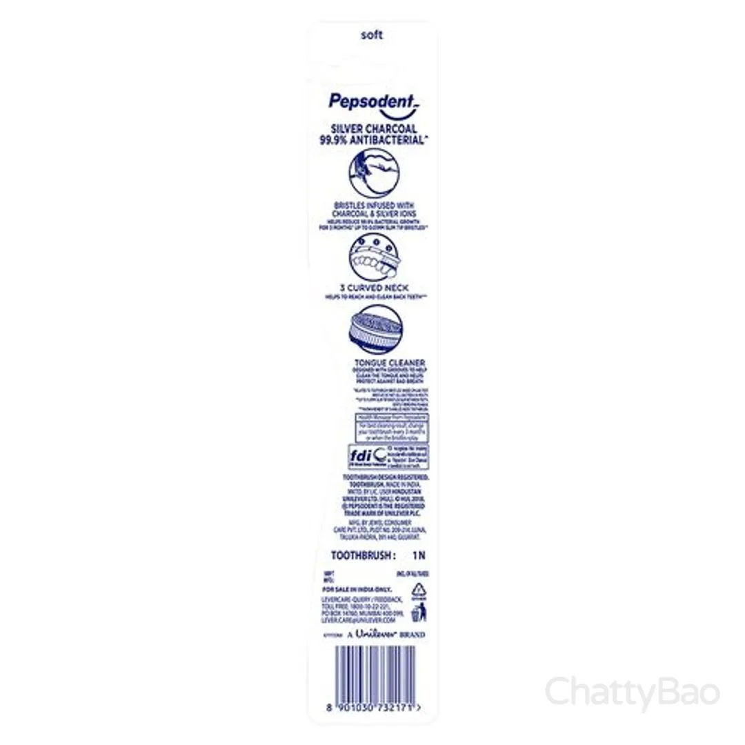 Pepsodent Silver Charcoal Anti Bacterial Tooth Brush - Soft 1 Piece view 3