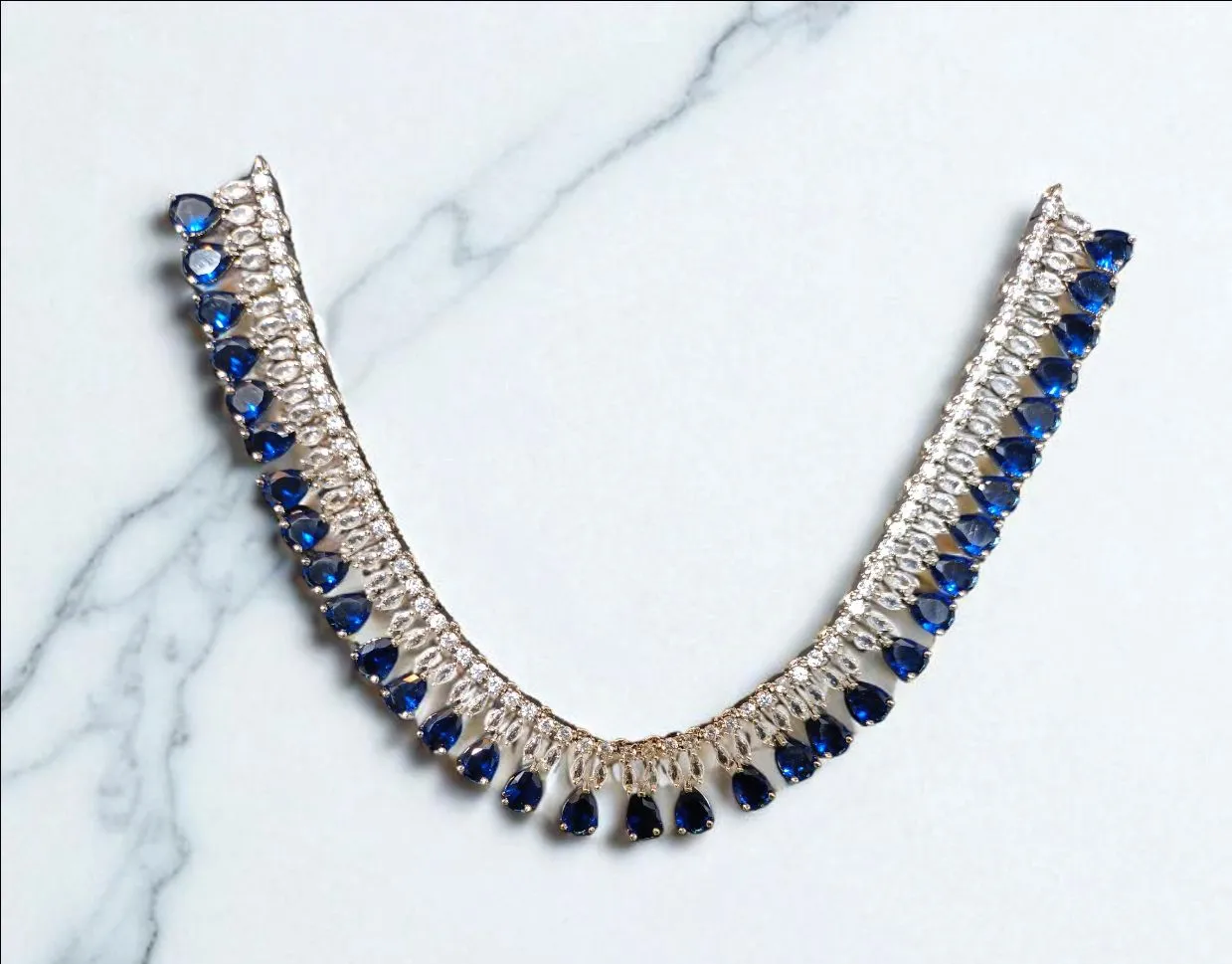 Blue Diamond Necklace Set view 4
