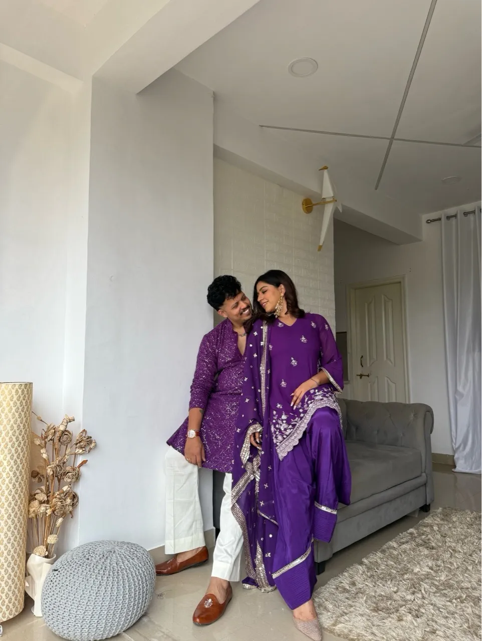 ‘Naqsh’ - Farshi Salvar suit Set- Purple view 3